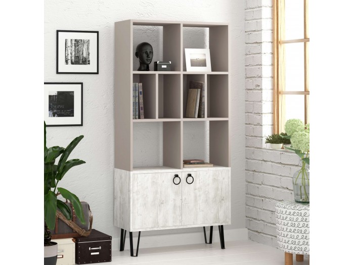 Етажерка BENE (светла мока/антично бяло)